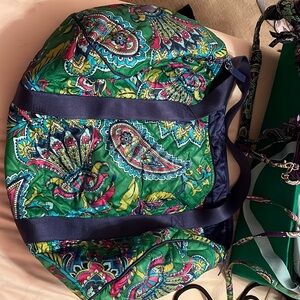Large green Vera Bradley duffel bag.